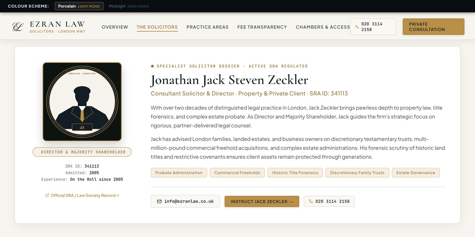 AFTER - New Solicitors page, led by director Jack Zeckler