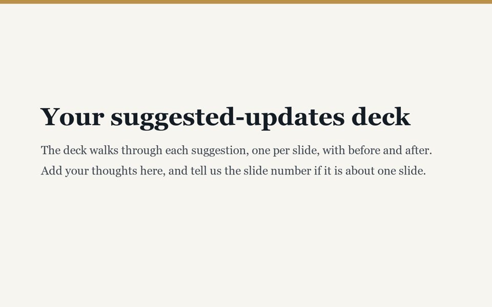 The suggested updates deck